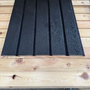 Charred Oak Timber Cladding Boards Shadow Gap Deep Black 22mm