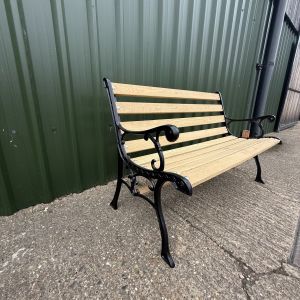 Refurbished Iron Cast Black Garden Patio Bench