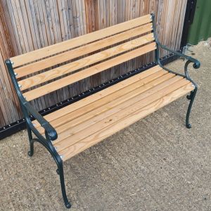Green Iron Cast And Oak slatted Garden Patio Bench