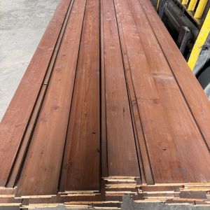 Treated Siberian Larch Cladding AB Grade - Osmo Mahogany colour