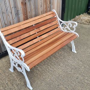 Refurbished Iron Cast White Garden Patio Bench